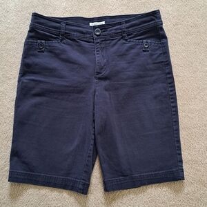 St. John's Bay Bermuda Shorts Women's 10 Blue Cotton Blend